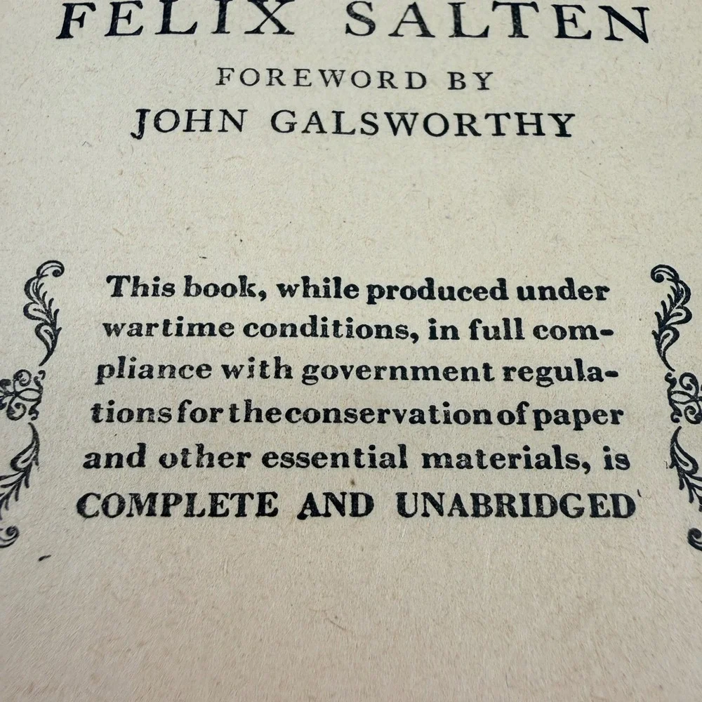 Vintage‎ Bambi Felix Salten 1929 Grosset & Dunlap Hardcover Wartime Edition